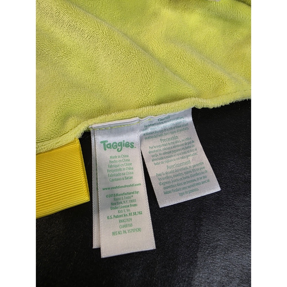 Taggies Bumble Bee Rattle Plush Lovey Lime Green Satin Back 2015 Baby Snuggler - Picture 5 of 6